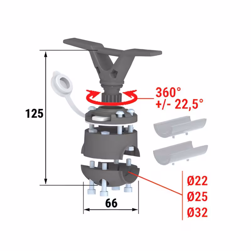 Утка швартовая с замком быстросъемным и хомутом на леер Мореман 10269547