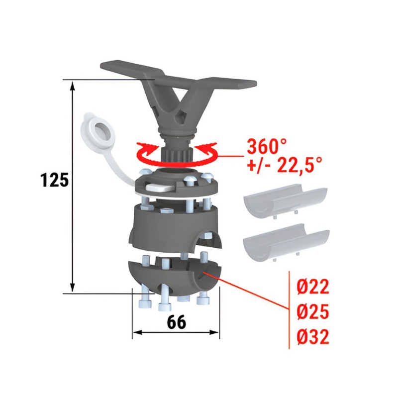 Утка швартовая с замком быстросъемным и хомутом на леер Мореман 10269547
