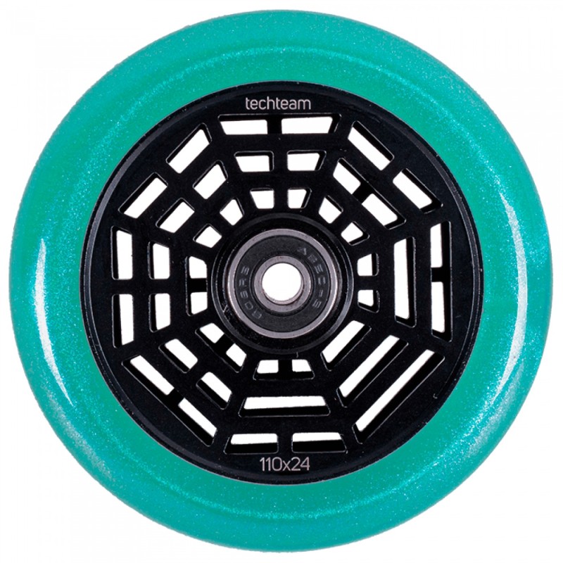 Колесо для самоката Tech Team Web Emerald, 110 мм, бирюзовый/черный