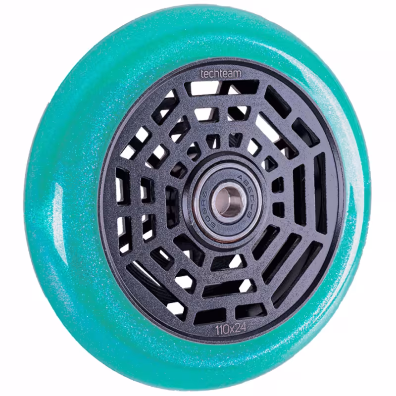 Колесо для самоката Tech Team Web Emerald, 110 мм, бирюзовый/черный