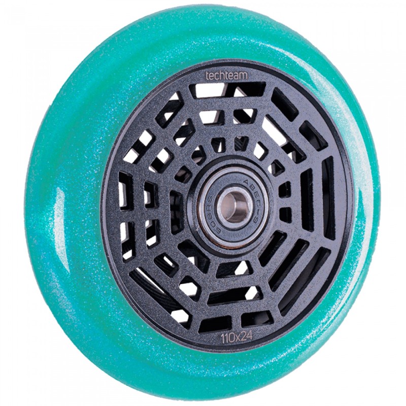 Колесо для самоката Tech Team Web Emerald, 110 мм, бирюзовый/черный