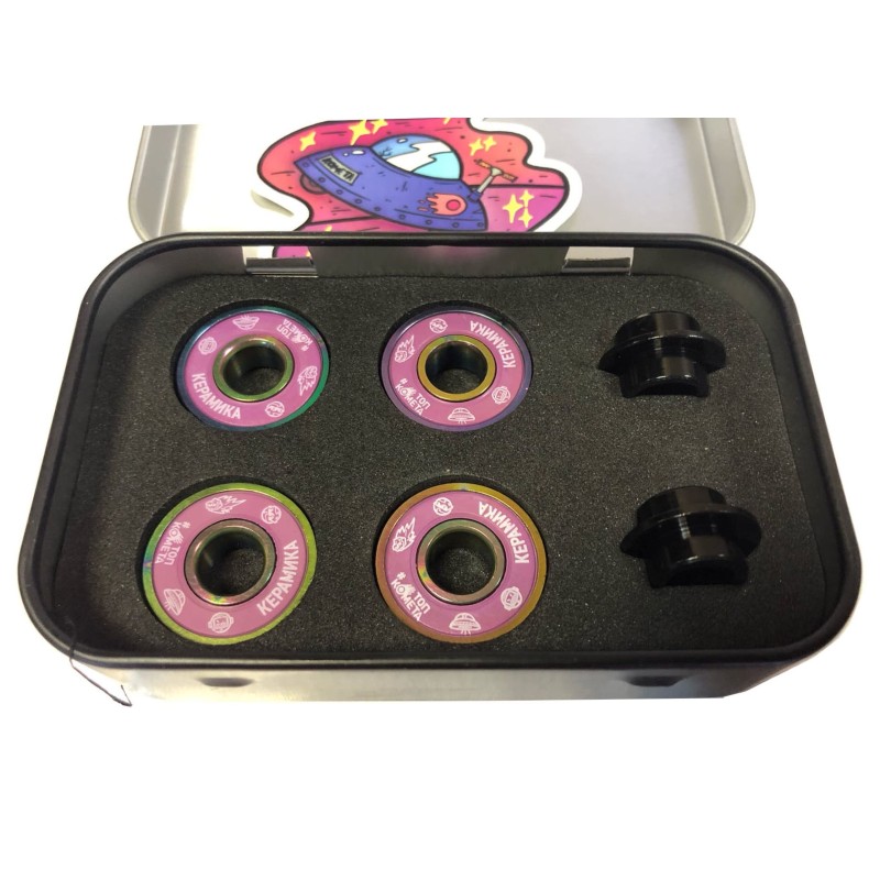 Набор подшипников для самоката Комета, Abec 9, керамические, неохром