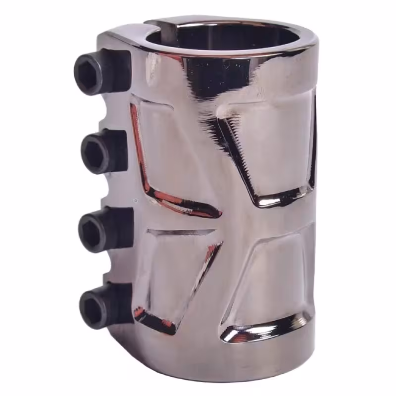 Зажим (хомут) для самоката Tech Team Harpy Black Chrome NN007749, 4 болта, 34.9 мм, стальной