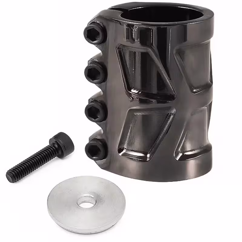 Зажим (хомут) для самоката Tech Team Harpy Black Chrome NN007749, 4 болта, 34.9 мм, стальной