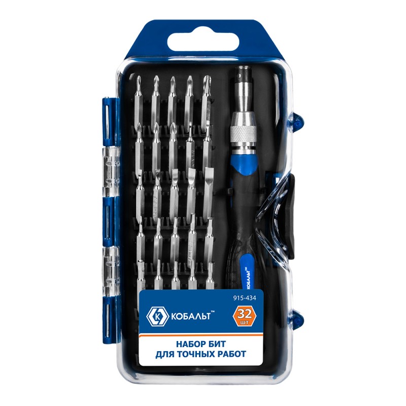 Набор  бит с рукояткой Кобальт 915-434, 32 предмета