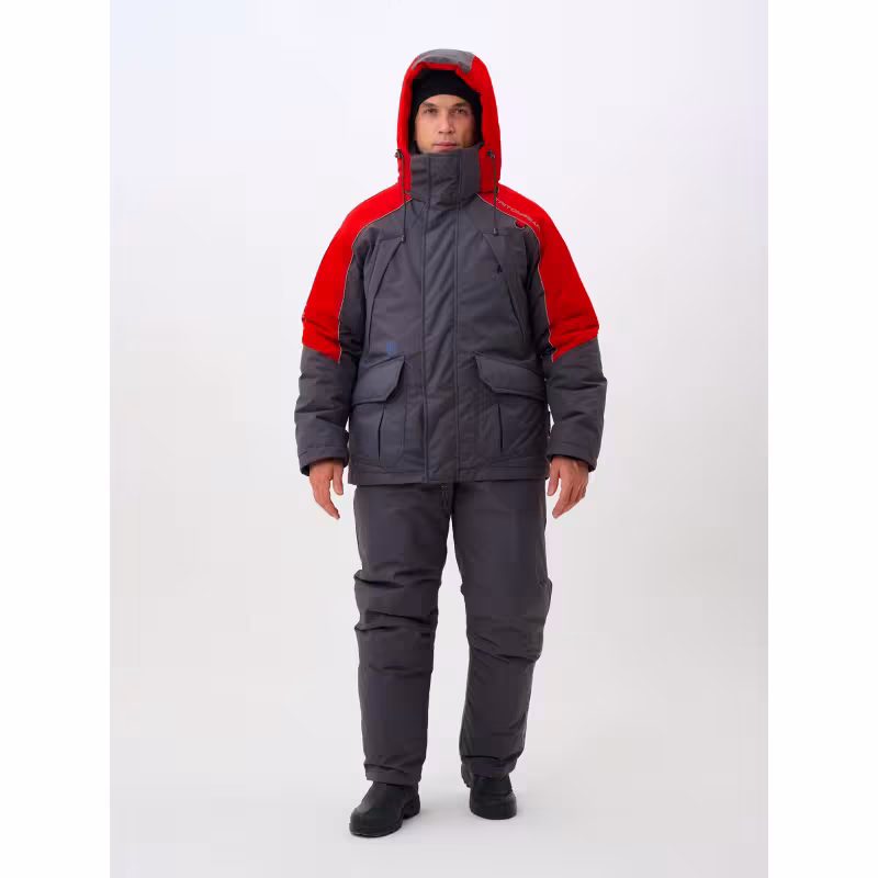 Костюм-поплавок мужской Triton Gear Skif (Скиф) -40 ПК 2024, ткань Таслан, серый/красный, размер 44-46 (S), 170-176 см