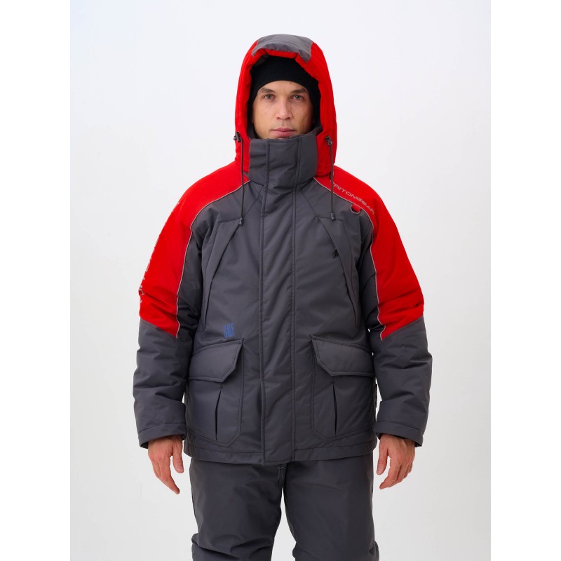 Костюм-поплавок мужской Triton Gear Skif (Скиф) -40 ПК 2024, ткань Таслан, серый/красный, размер 52-54 (L), 170-176 см