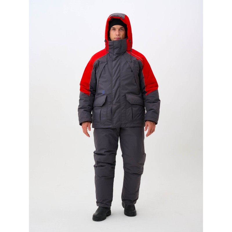Костюм-поплавок мужской Triton Gear Skif (Скиф) -40 ПК 2024, ткань Таслан, серый/красный, размер 60-62 (XXXL), 170-176 см