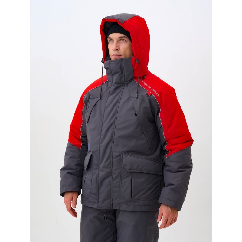 Костюм-поплавок мужской Triton Gear Skif (Скиф) -40 ПК 2024, ткань Таслан, серый/красный, размер 60-62 (XXXL), 182-188 см