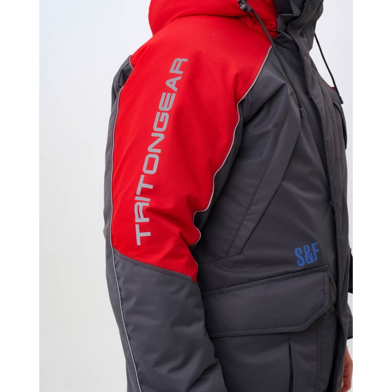 Костюм-поплавок мужской Triton Gear Skif (Скиф) -40 ПК 2024, ткань Таслан, серый/красный, размер 60-62 (XXXL), 182-188 см