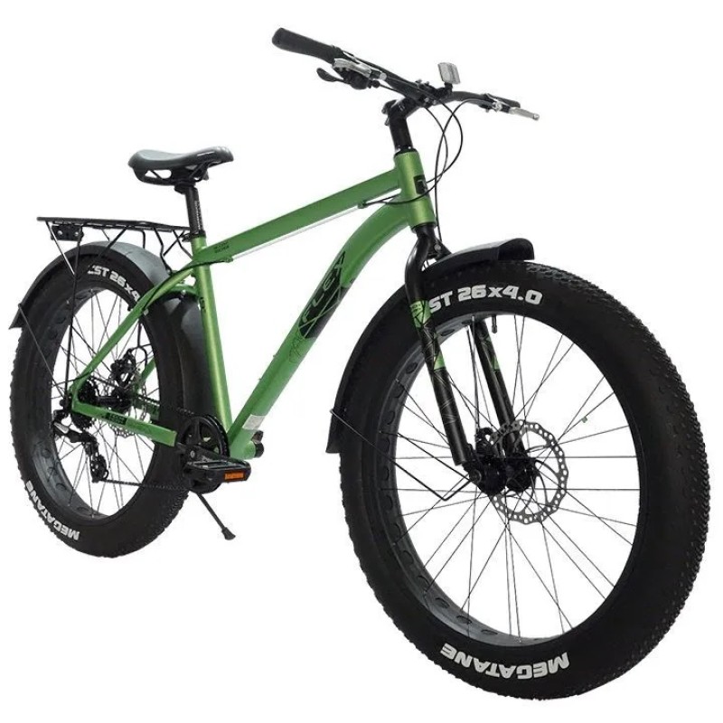 Велосипед Tech Team Flex disc, Fat Bike 26, 8 скоростей, рост 19, зеленый