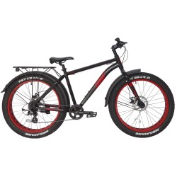 Велосипед Tech Team Flex disc, Fat Bike 26, 8 скоростей, рост 19, черный/красный