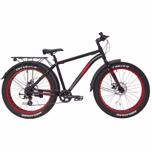 Велосипед Tech Team Flex disc, Fat Bike 26, 8 скоростей, рост 19, черный/красный