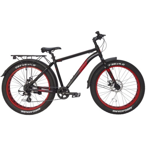 Велосипед Tech Team Flex disc, Fat Bike 26, 8 скоростей, рост 19, черный/красный