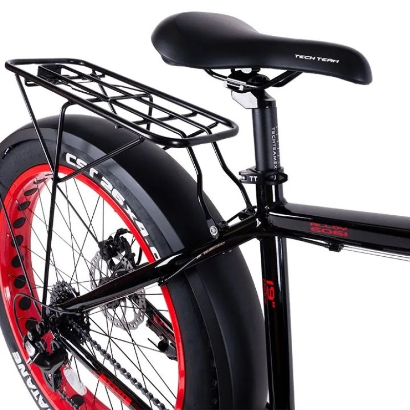Велосипед Tech Team Flex disc, Fat Bike 26, 8 скоростей, рост 19, черный/красный