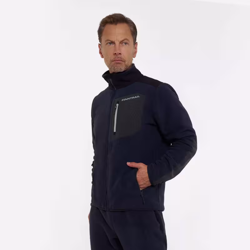 Толстовка мужская Finntrail Sherpa 1397 DarkGrey, флис, черный, размер 44-46 (S), 44-46 см