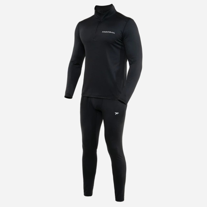 Комплект термобелья мужской Finntrail Thermo Zip 6306 Black, полиэстер, черный, размер XS