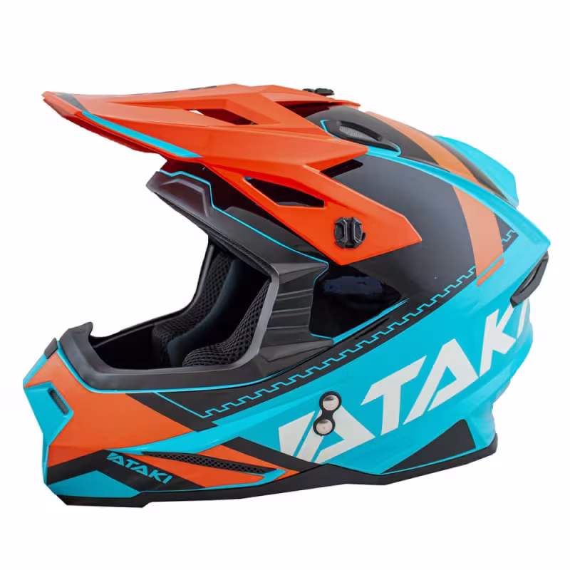 Мотошлем Ataki JK801 Valor оранжевый/голубой глянцевый, размер M