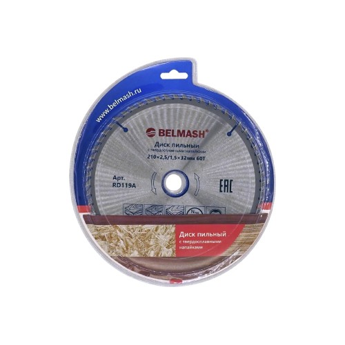 Диск пильный по дереву Belmash RD119A, 210х1.5/32/30 мм