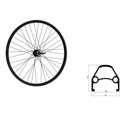 Колесо 26 заднее алюм втулка WZ-A208RQ под дисковый тормоз, под трещотку, эксцентрик, пистонированный двойной обод
