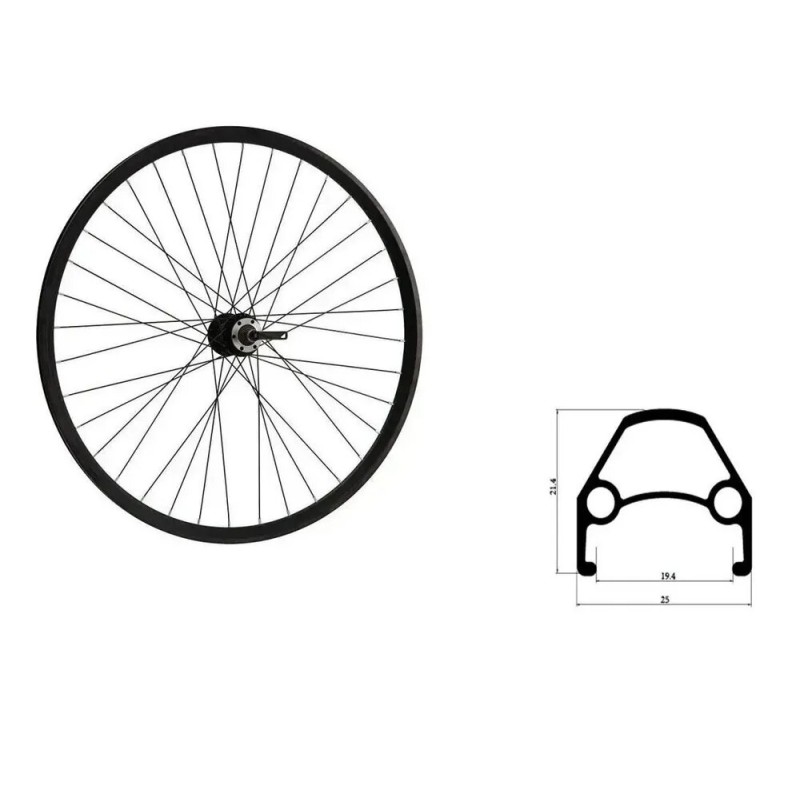 Колесо 26 заднее алюм втулка WZ-A208RQ под дисковый тормоз, под трещотку, эксцентрик, пистонированный двойной обод