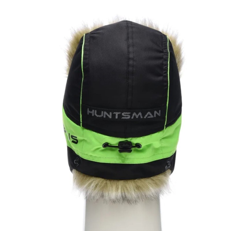 Шапка-ушанка Huntsman Elbrus, Hit Membrane, черный/зеленый, размер 58-60