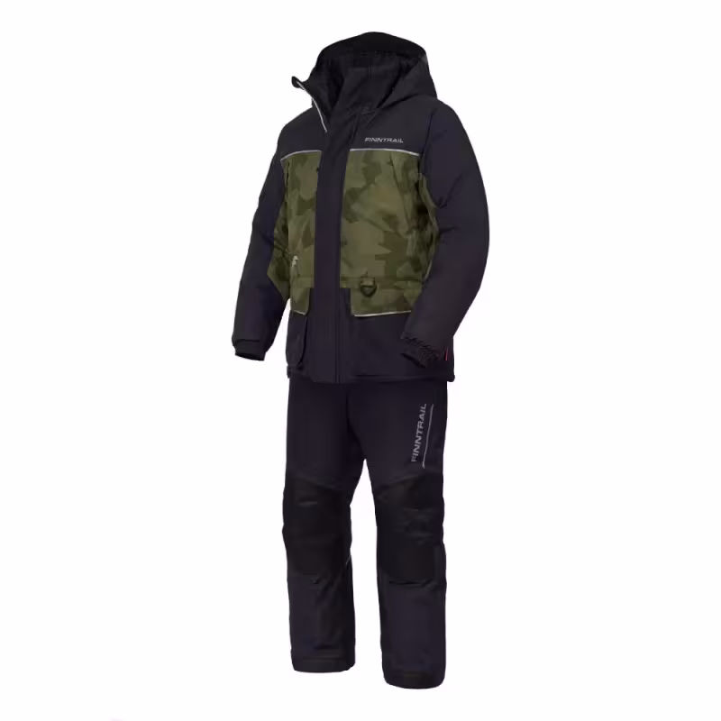 Коcтюм мужской Finntrail Nordy 3757 CamoShadowGreen, мембрана Hard-Tex, зеленый/черный, размер 62-64 (XLK), 180-190 см