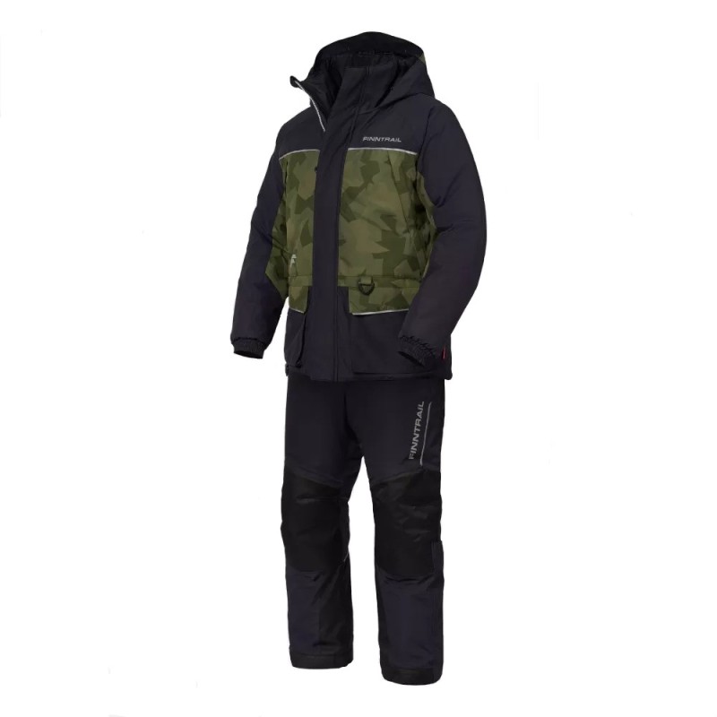 Коcтюм мужской Finntrail Nordy 3757 CamoShadowGreen, мембрана Hard-Tex, зеленый/черный, размер 44-46 (S), 165-175 см