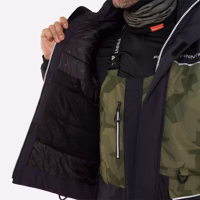 Коcтюм мужской Finntrail Nordy 3757 CamoShadowGreen, мембрана Hard-Tex, зеленый/черный, размер 58-60 (XXL), 185-195 см