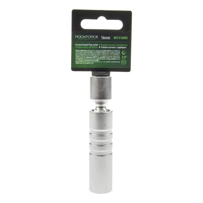 Головка свечная с шарниром RockForce RF-807316BM, 12-гранная, 16 мм, 3/8