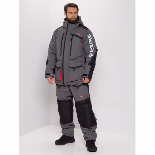 Костюм мужской Huntsman (Восток) Siberia, ткань Breathable, серый/черный, размер 48-50, 170-176 см