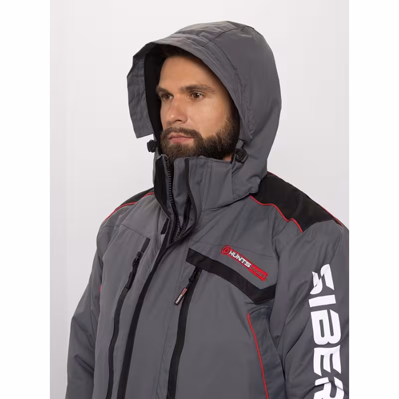 Костюм мужской Huntsman (Восток) Siberia, ткань Breathable, серый/черный, размер 48-50, 170-176 см