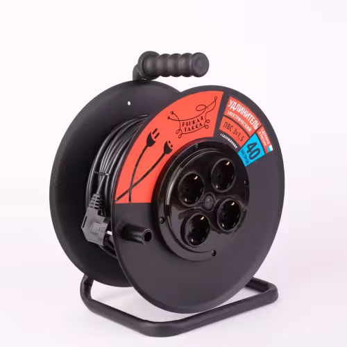 Удлинитель силовой четырехместный на катушке Рыжая такса УКП04-2813, (16А, 3,5 кВт, 40 м)