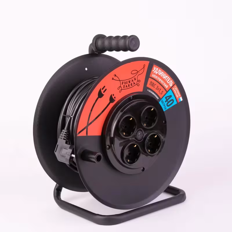 Удлинитель силовой четырехместный на катушке Рыжая такса УКП04-2813, (16А, 3,5 кВт, 40 м)