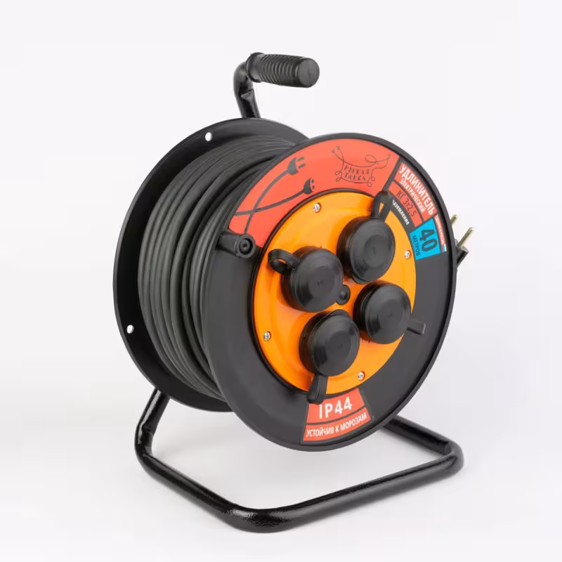 Удлинитель силовой четырехместный на катушке Рыжая такса УКП4404-3261, (16А, 3,5 кВт, 40 м)