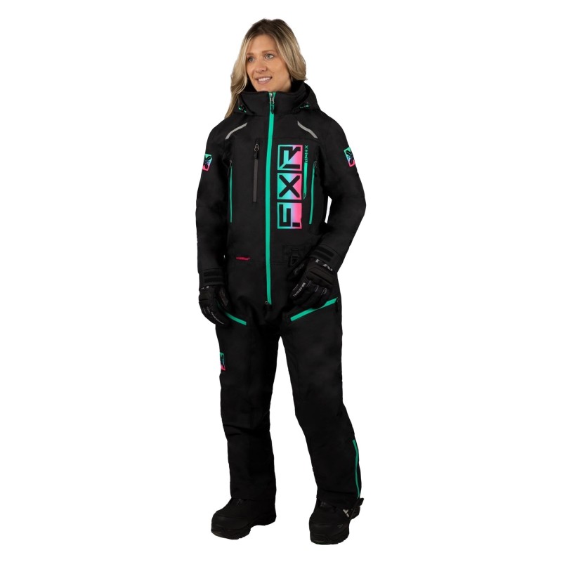 Комбинезон женский FXR Recruit F.A.S.T., мембрана HydrX Pro, черный/голубой, размер L