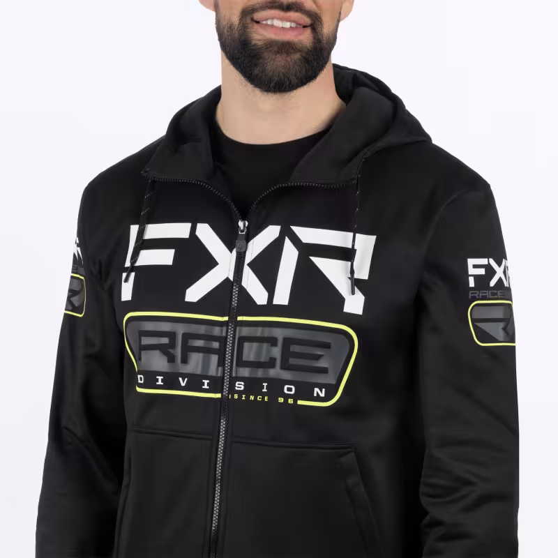 Толстовка FXR Race Div Tech Black/Hi Vis, Флис, черный/белый, размер XL