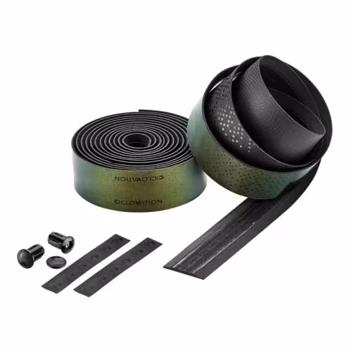 Обмотка руля Ciclovation Leather Touch Metallic Chameleon Amber Green, 2000х30 мм, хамелеон/янтарно-зеленый