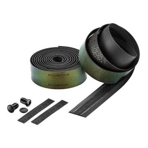 Обмотка руля Ciclovation Leather Touch Metallic Chameleon Amber Green, 2000х30 мм, хамелеон/янтарно-зеленый