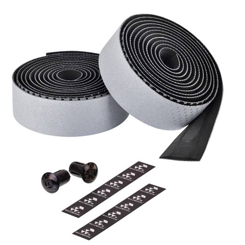 Обмотка руля Ciclovation Leather Touch Fusion Reflective, 2000x30 мм, серый/черный