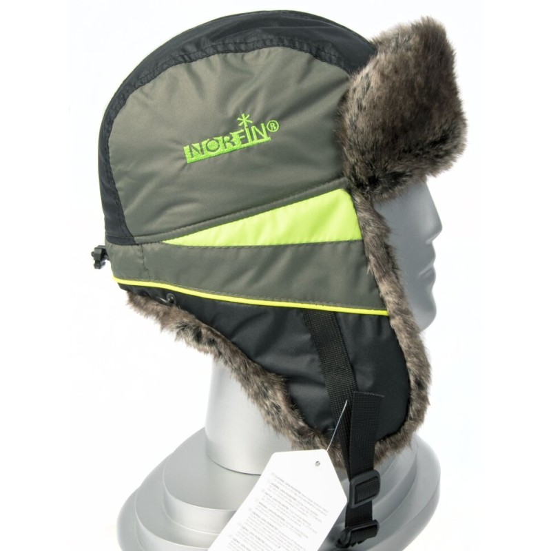 Шапка-ушанка Norfin Discovery LE, Nortex Breathable, черный/зеленый, размер XL