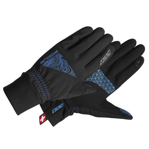 Перчатки KV+ Focus Pro Wind Tech, мембрана, черный/голубой, размер L