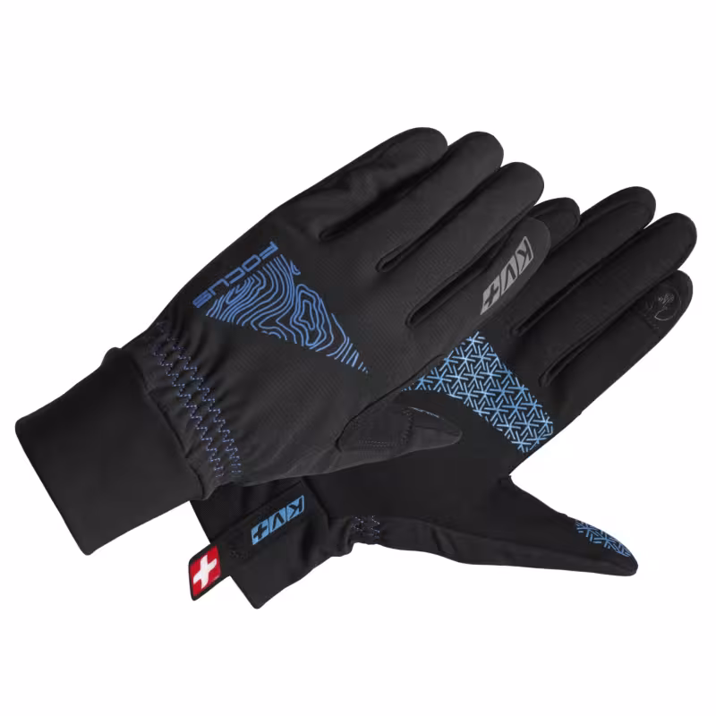 Перчатки KV+ Focus Pro Wind Tech, мембрана, черный/голубой, размер S