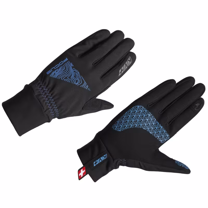 Перчатки KV+ Focus Pro Wind Tech, мембрана, черный/голубой, размер XL