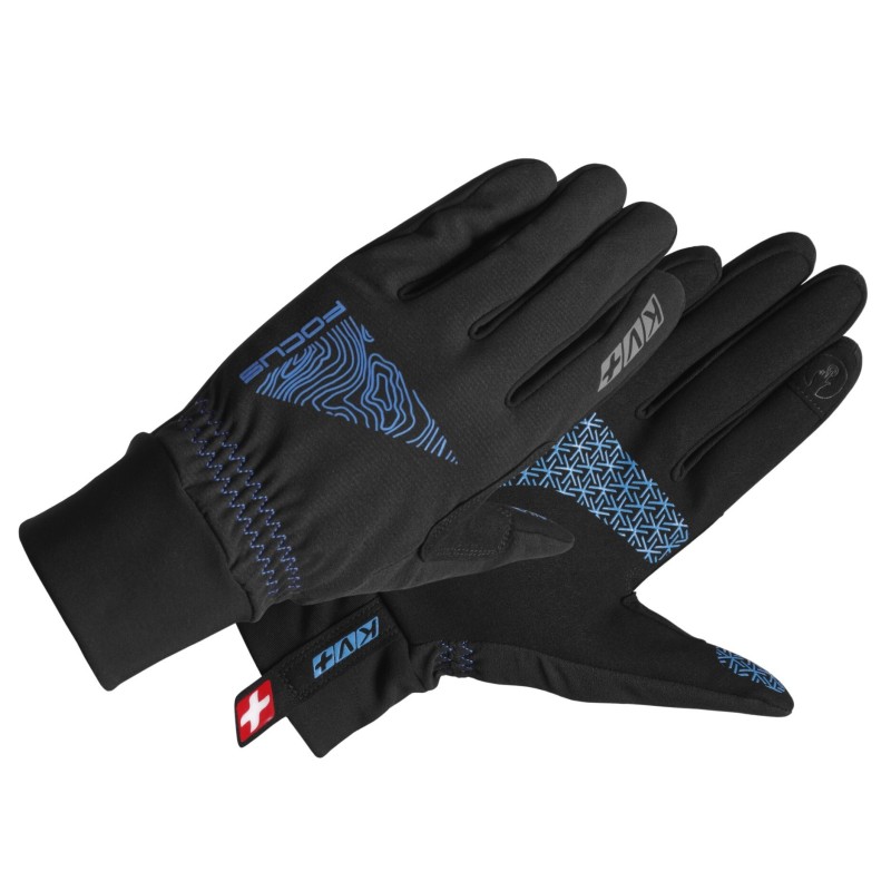 Перчатки KV+ Focus Pro Wind Tech, мембрана, черный/голубой, размер XS