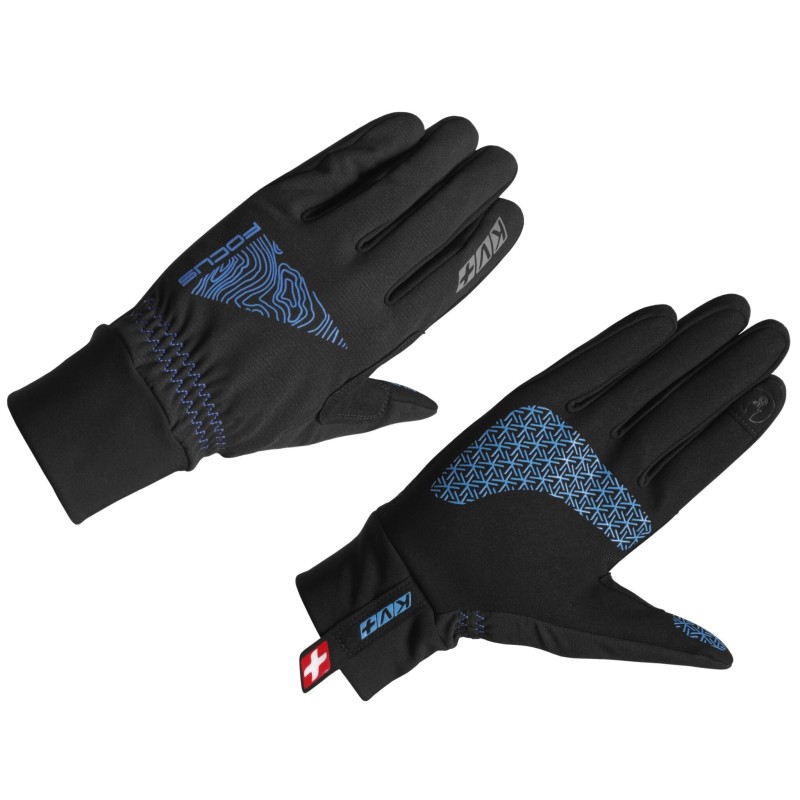 Перчатки KV+ Focus Pro Wind Tech, мембрана, черный/голубой, размер XXL