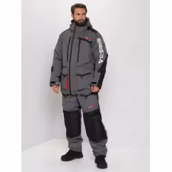 Костюм мужской Huntsman (Восток) Siberia, Breathable, серый/черный,  размер 52-54, 182-188 см