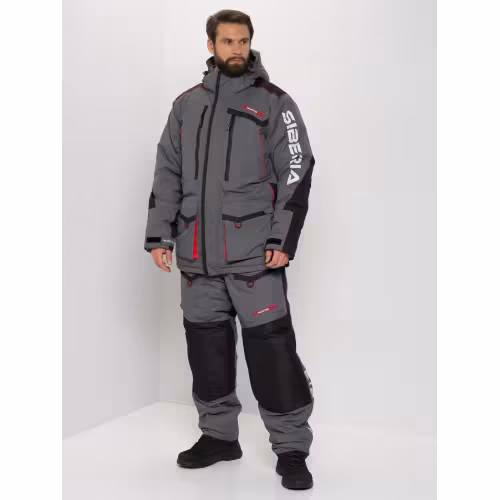 Костюм мужской Huntsman (Восток) Siberia, Breathable, серый/черный, размер 56-58, 170-176 см