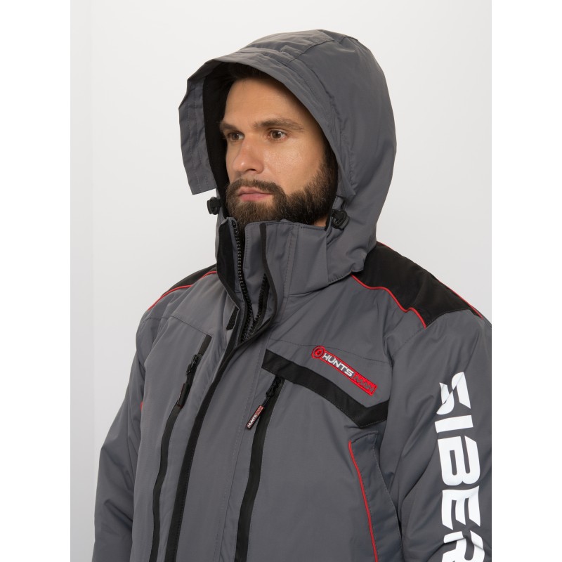 Костюм мужской Huntsman (Восток) Siberia, Breathable, серый/черный, размер 56-58, 170-176 см