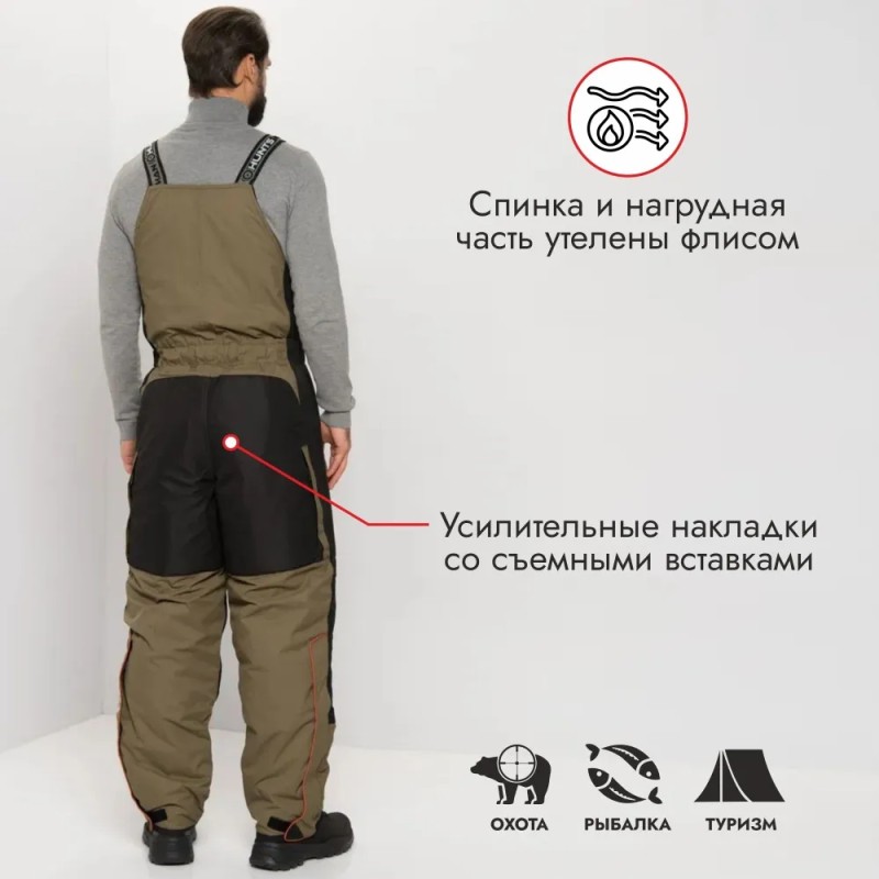 Костюм мужской Huntsman (Восток) Siberia, Breathable, хаки/черный, размер 56-58, 170-176 см